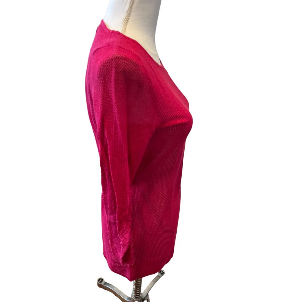 Chicos Long Open Knit Sweater Raspberry S - Picture 3 of 6
